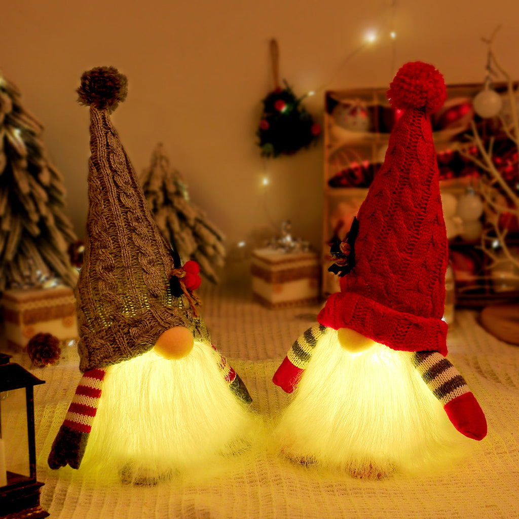 Glowing elf figure with knitted hat
