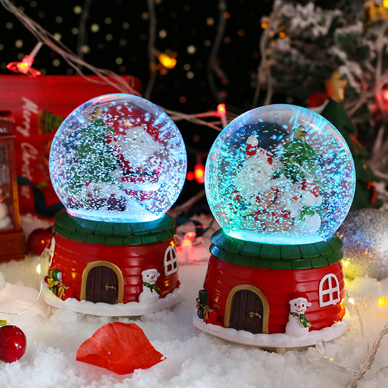Christmas snow globe with music and light