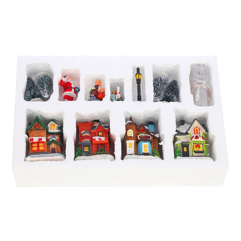 LED-lit Christmas village house, 10-piece set