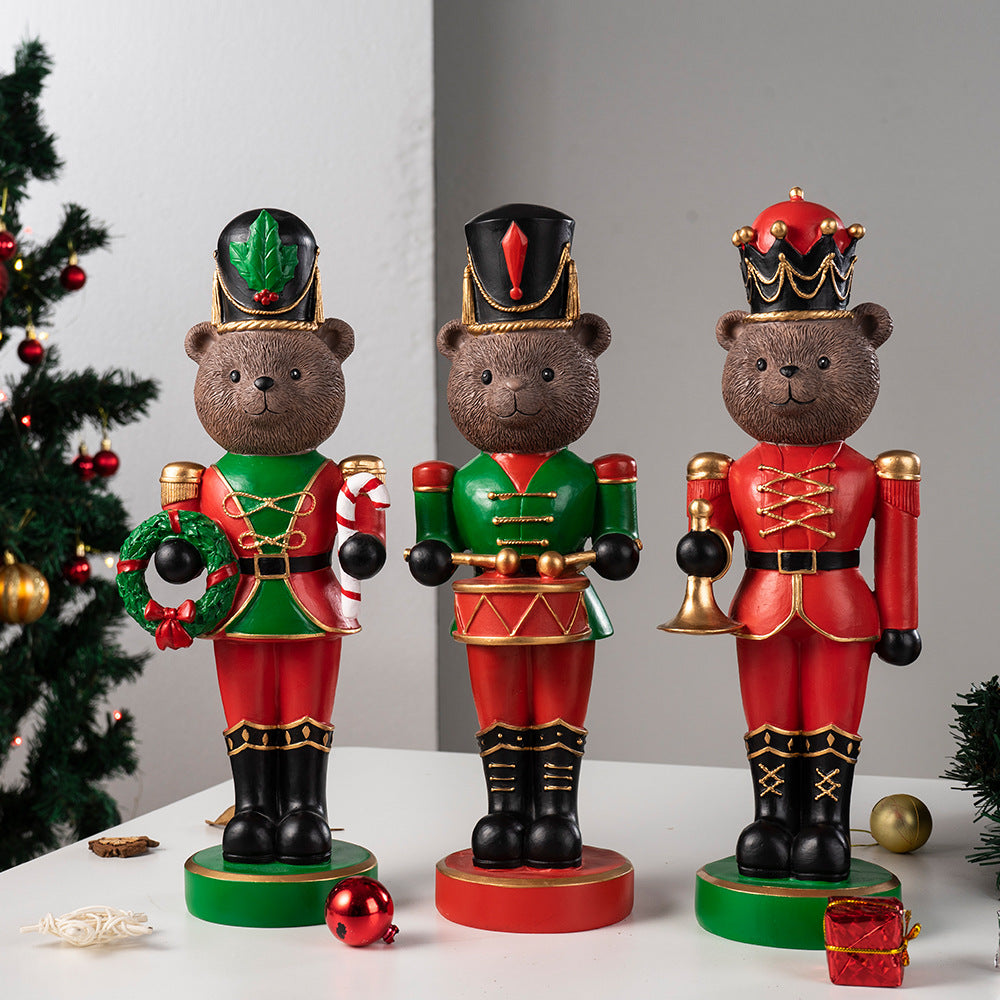 Decorative nutcracker bear figure made of resin