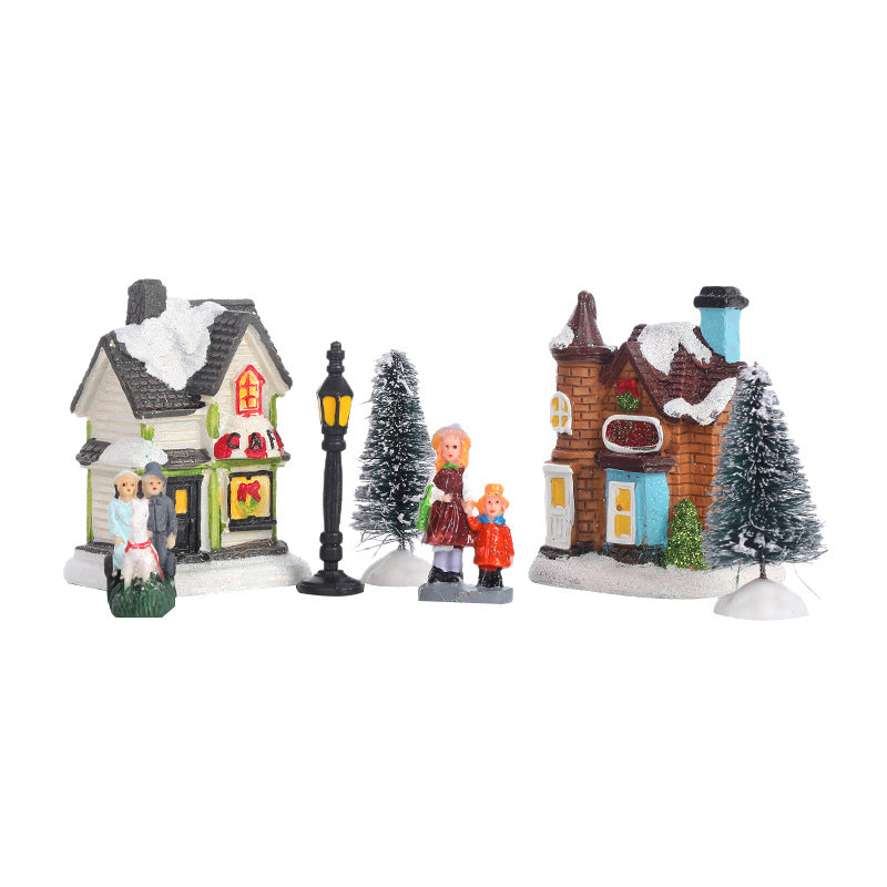 LED-lit Christmas village house, 10-piece set