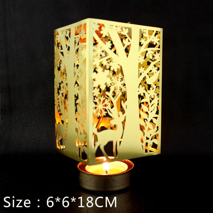 Rotating metal candle holder, gold-colored