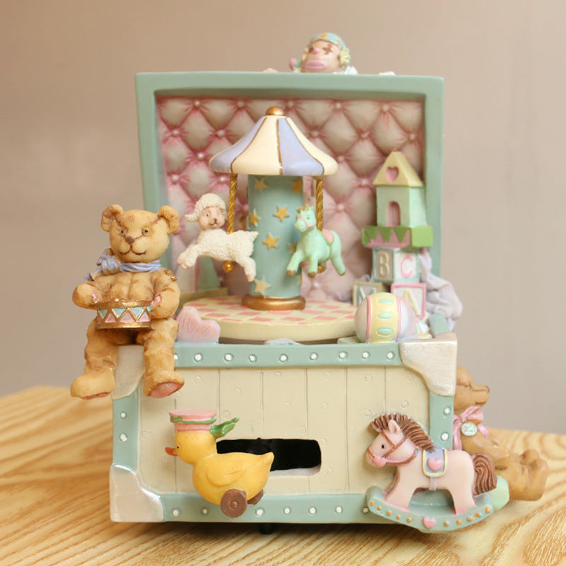 Vintage Carousel Music Box made of Resin