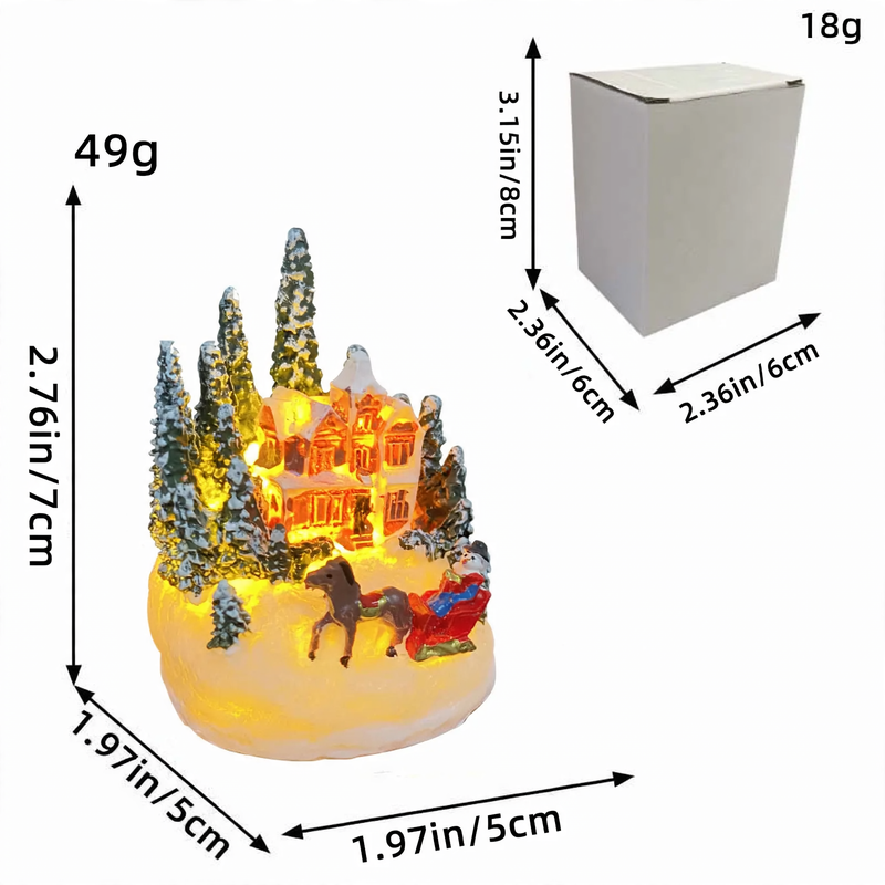 Decorative illuminated Christmas house made of resin