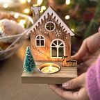 Decorative wooden Christmas candle holder, 12 cm