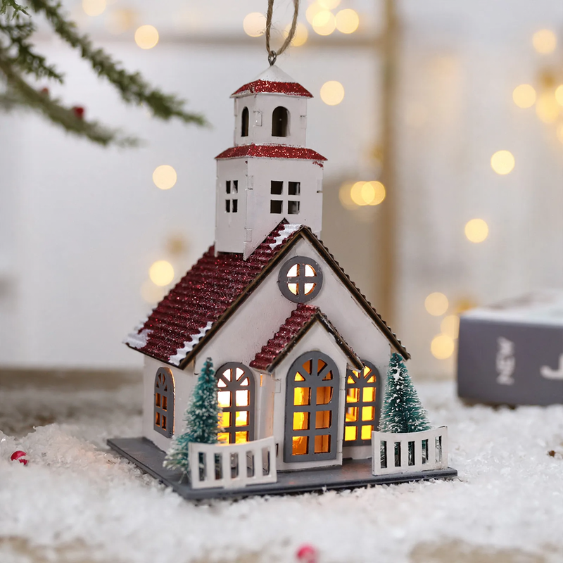 Decorative Christmas wooden house with lighting