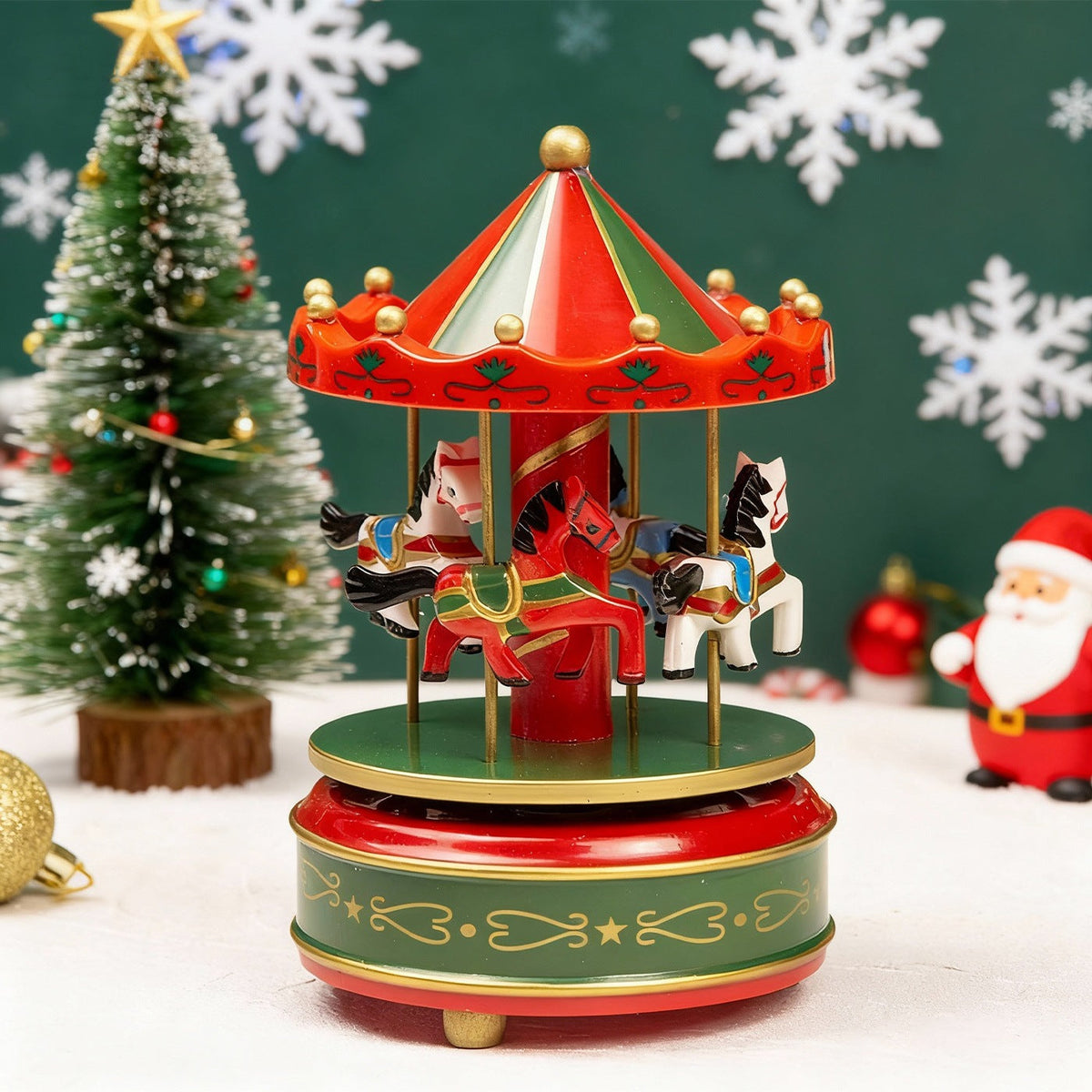 Classic wooden carousel music box