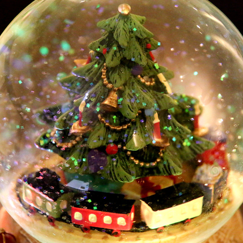 Bear music box with crystal ball, 10x10x14.5 cm