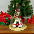 Christmas Elf Figurine with Knit Hat and Pine Branch