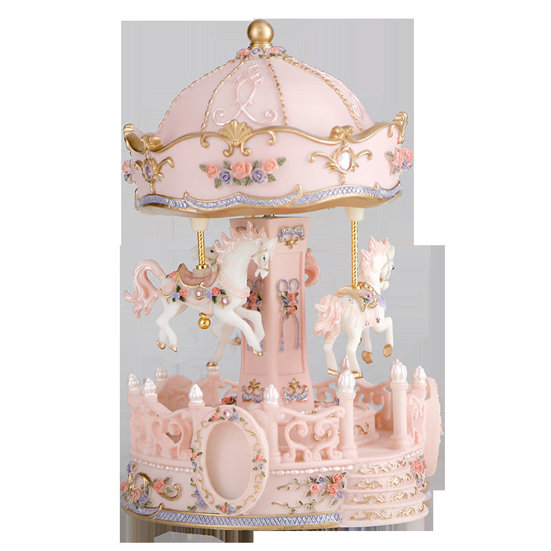 Miniature carousel music box made of resin