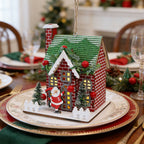 Decorative wooden Christmas house as hanging decoration or display piece