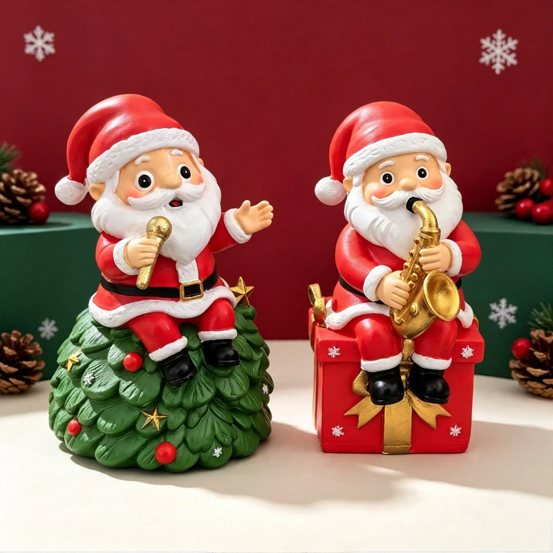 Musical Christmas Figurine, Santa Claus Design