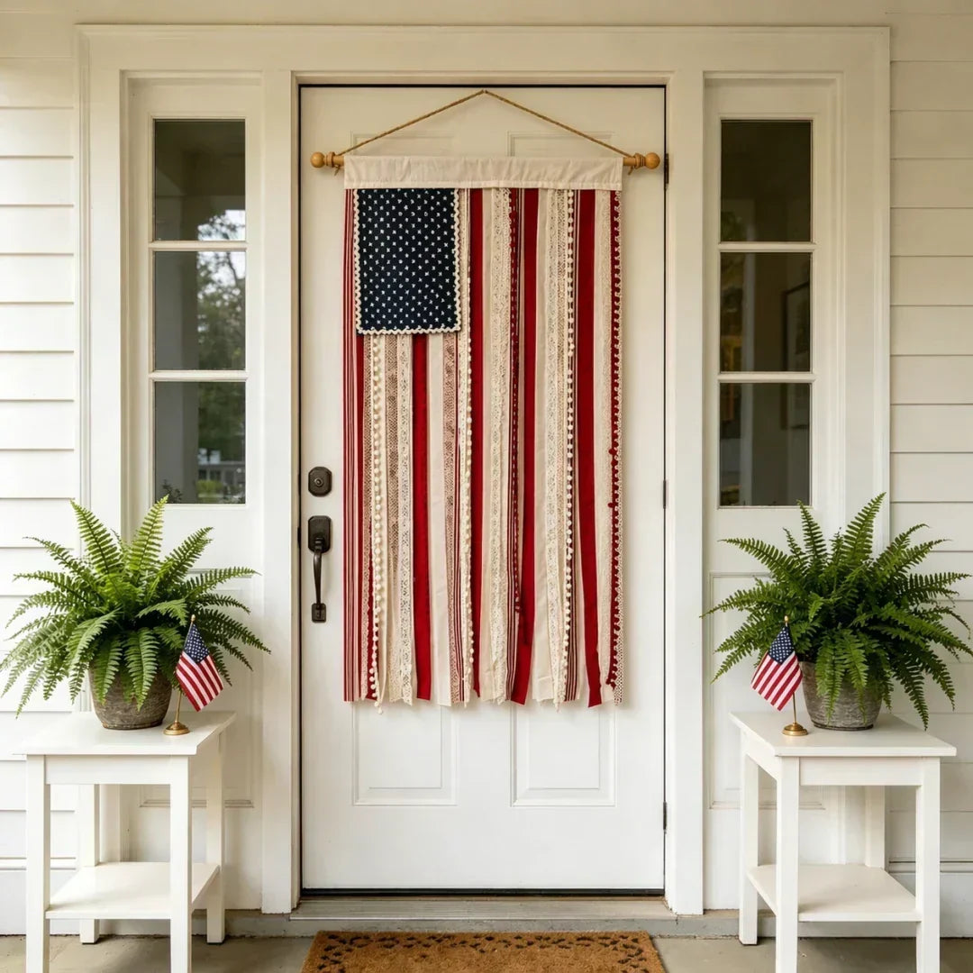 4 x 2.3 Ft Lighted Rag American Flag Banner -  USA 250th Celebration