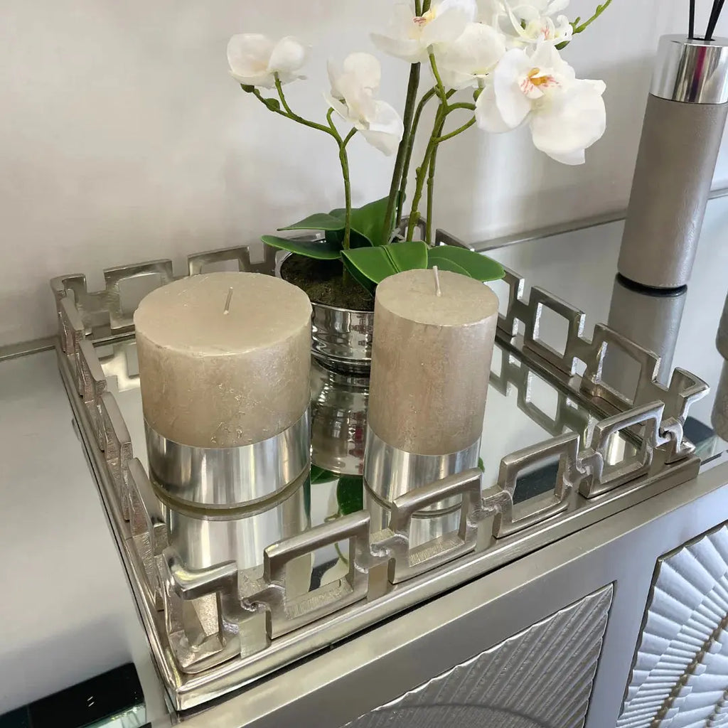 Rectangular Nickel Mirrored Tray