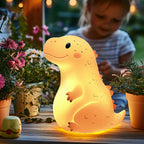 Satsus® Squishy Silicone Smiley Giant Dinosaur LED Night Light - Perfect Gift for Kids and Girls