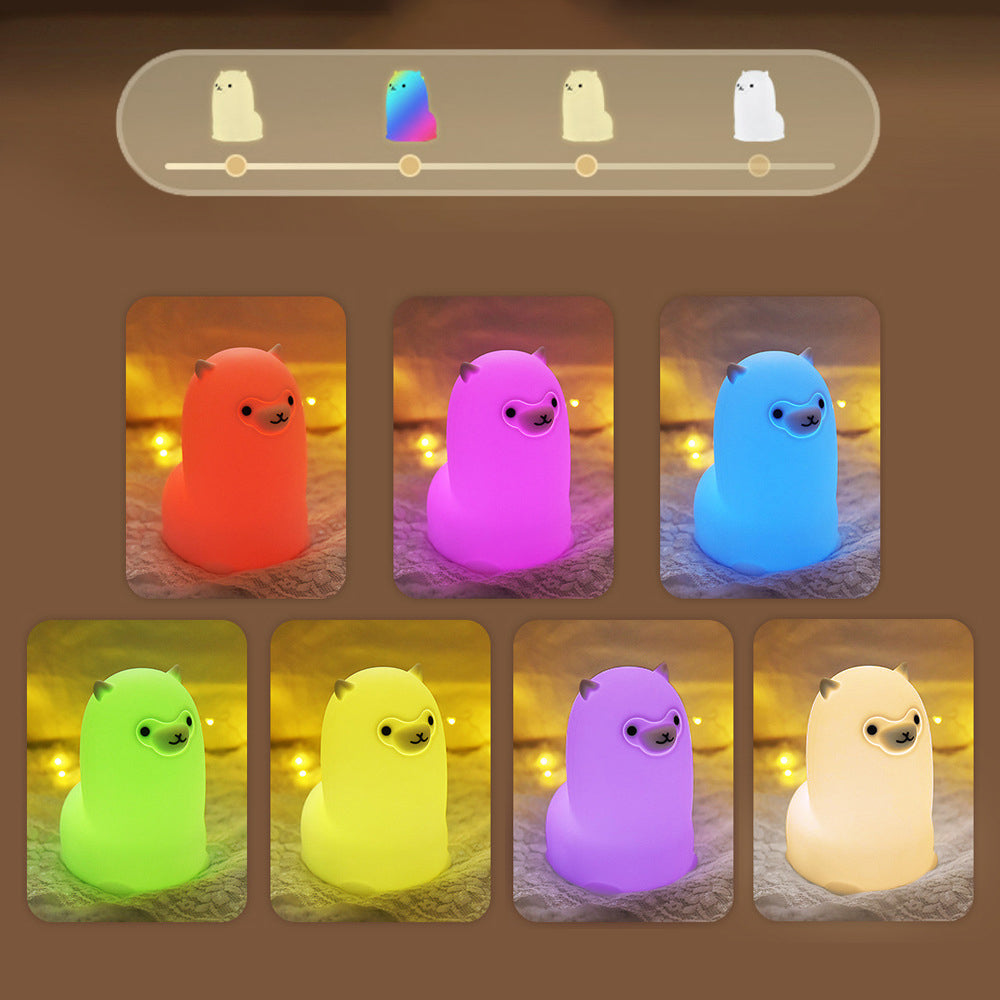 Satsus® Squishy Silicone Alpaca LED Night Light - Perfect Gift for Kids and Girls