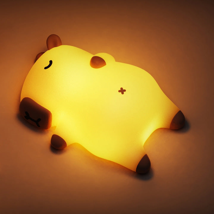 Satsus® Sleeping Capybara Breathing Squishy Silicone Companion Sound LED Night Light Perfect Gift