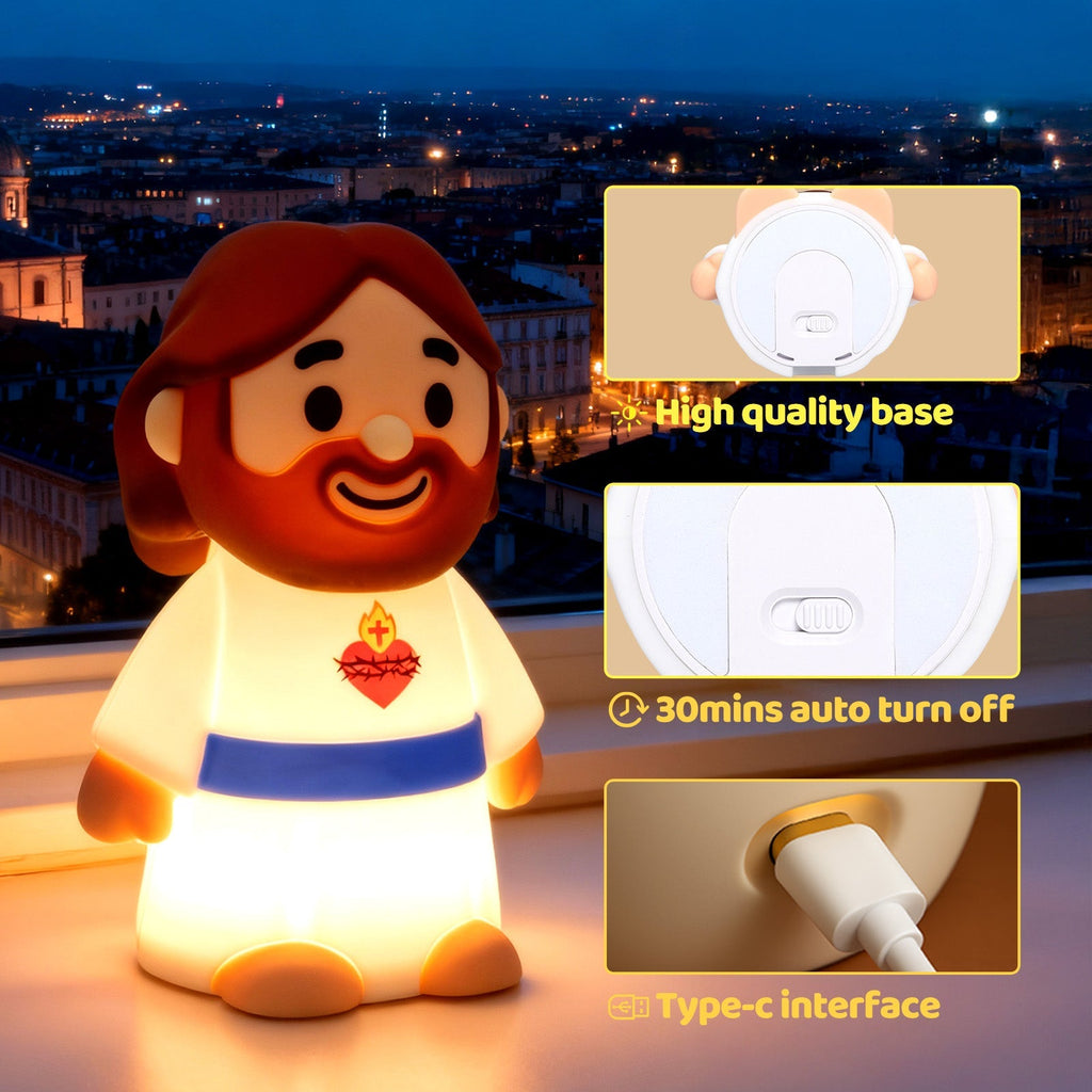 Satsus® Jesus Peaceful Spiritual Silicone Squishy Night Light Prayer Corner Holy Figure Lamp for Perfect Gift