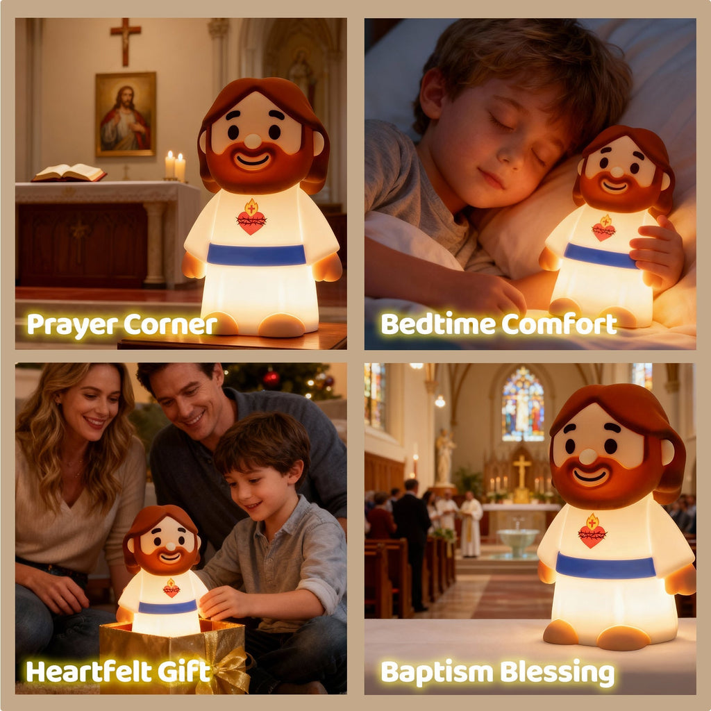 Satsus® Jesus Peaceful Spiritual Silicone Squishy Night Light Prayer Corner Holy Figure Lamp for Perfect Gift