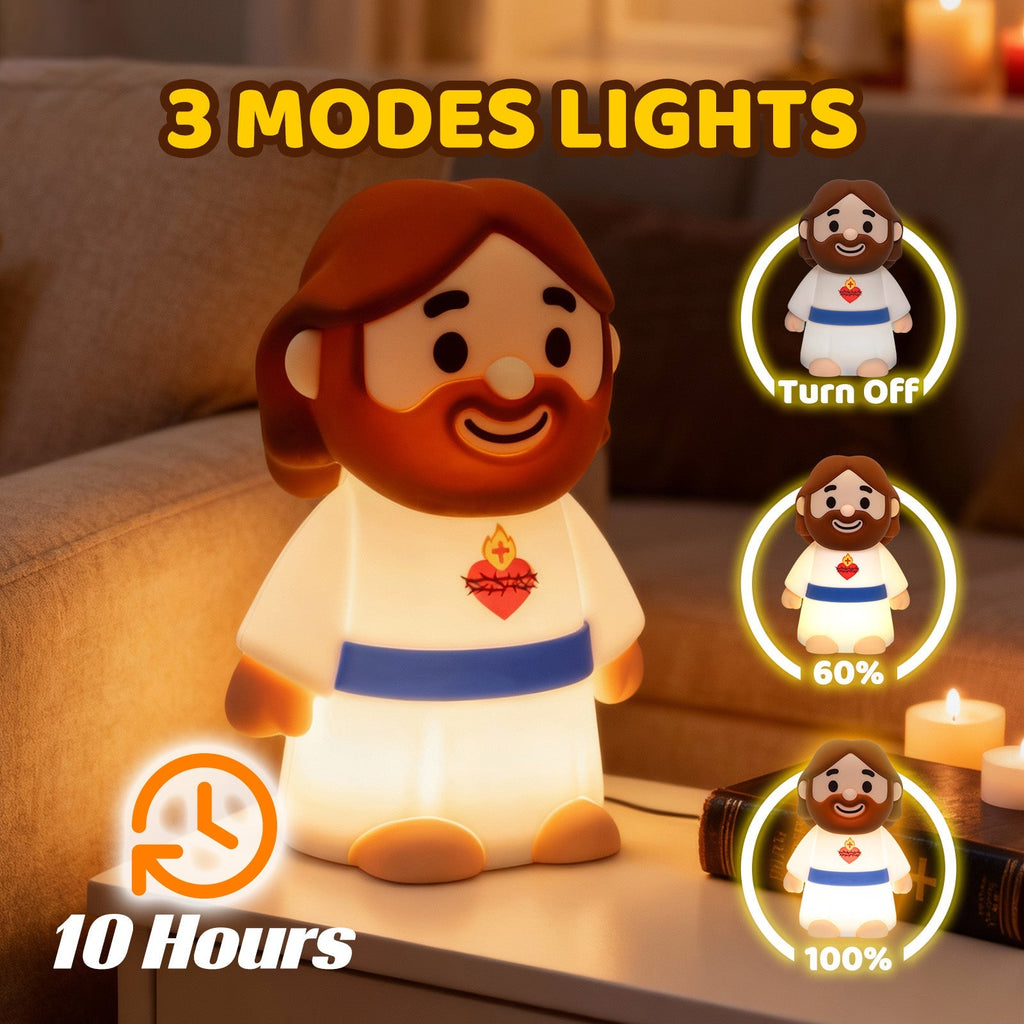 Satsus® Jesus Peaceful Spiritual Silicone Squishy Night Light Prayer Corner Holy Figure Lamp for Perfect Gift