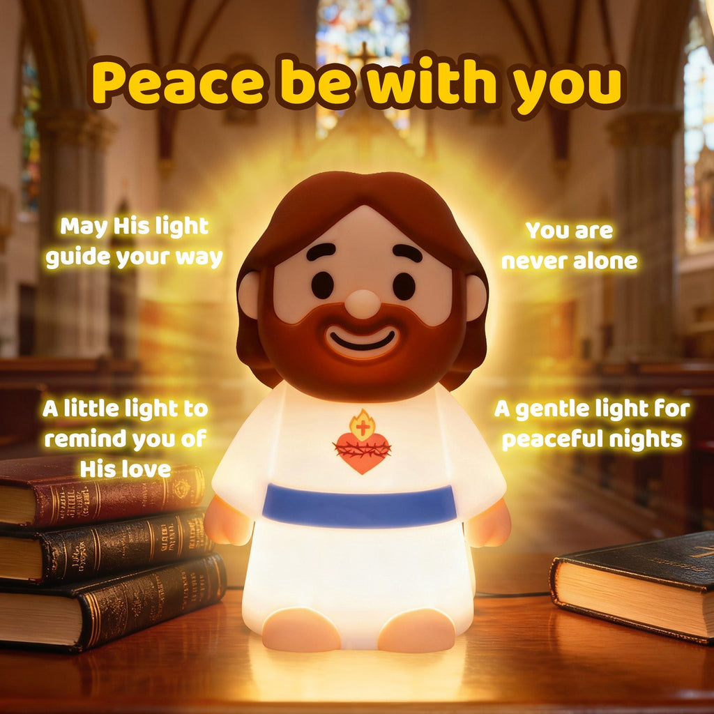 Satsus® Jesus Peaceful Spiritual Silicone Squishy Night Light Prayer Corner Holy Figure Lamp for Perfect Gift