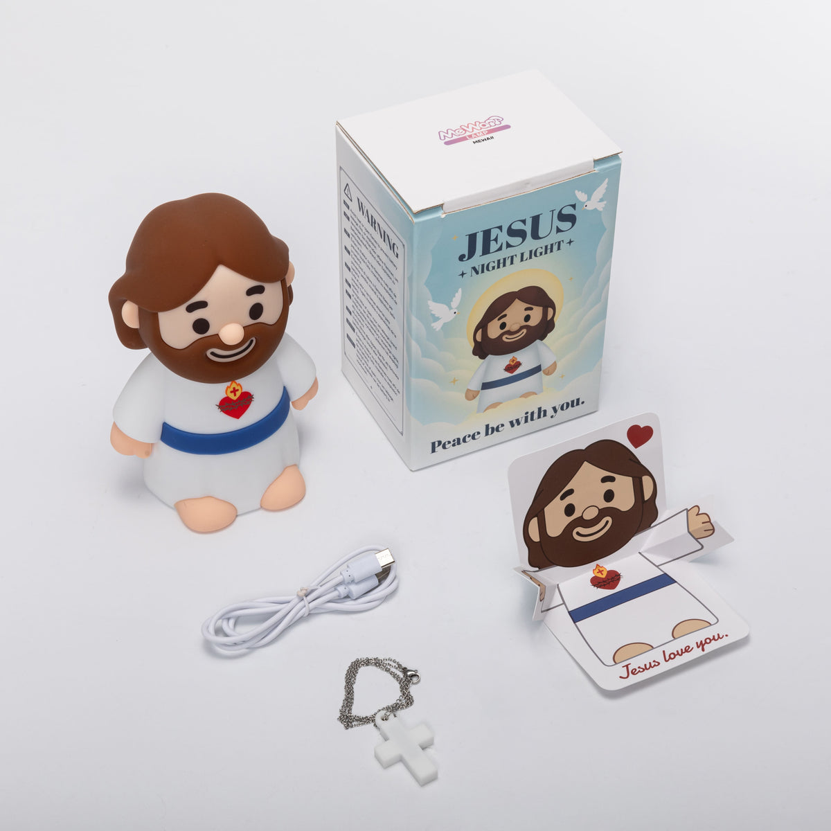 Satsus® Jesus Peaceful Spiritual Silicone Squishy Night Light Prayer Corner Holy Figure Lamp for Perfect Gift