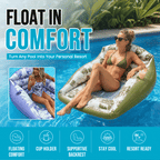 Square Leaf Print Inflatable Water Lounge Float