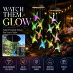 Solar LED Hummingbird Wind Chime with Metal Bells