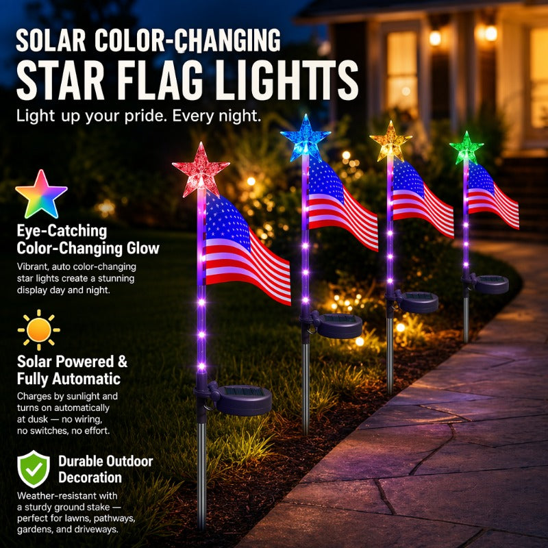 Solar American Flag Lights