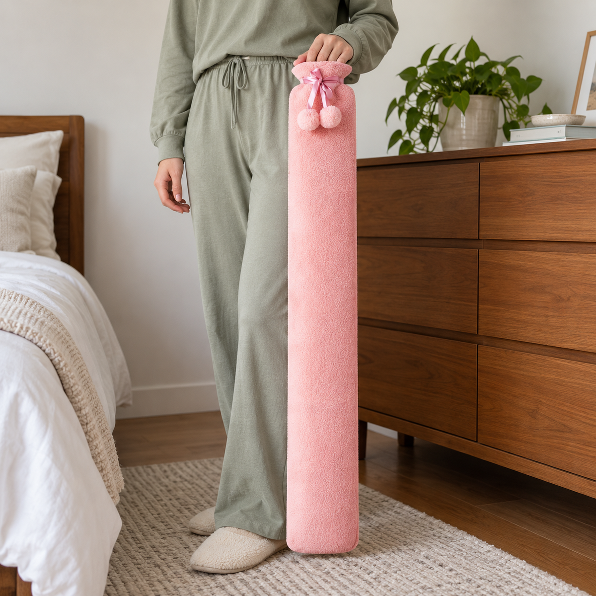 Long Winter Hot Water Bottle Plush Bed Warmer