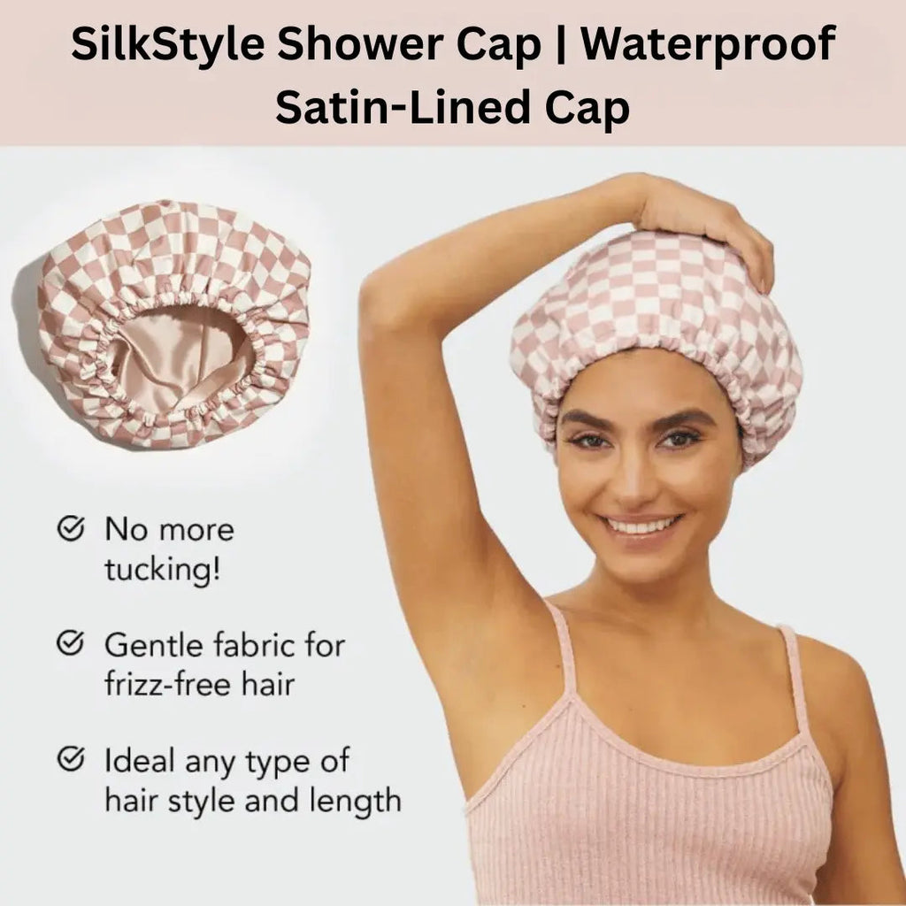 SilkStyle Shower Cap | Waterproof Satin-Lined Cap