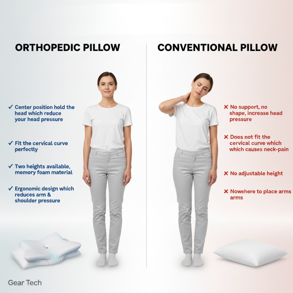 Satsus| Cervical Pillow for Neck Pain Relief – Orthopedic Memory Foam Neck Support Pillow for Cervical, Shoulder & Back Alignment