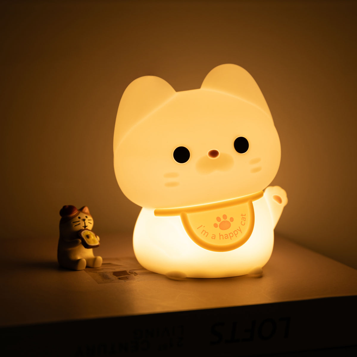 Satsus® Squishy Silicone Happy Cat LED Night Light - Perfect Gift for Kids and Girls