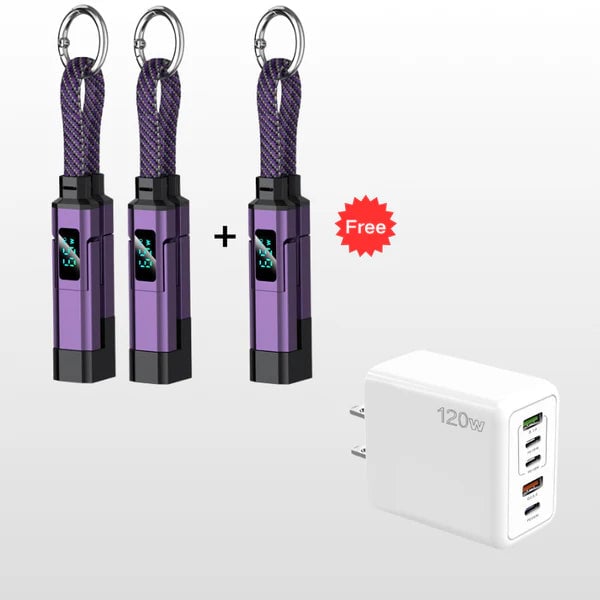 4-in-1 Digital Display Keychain Charging Cable