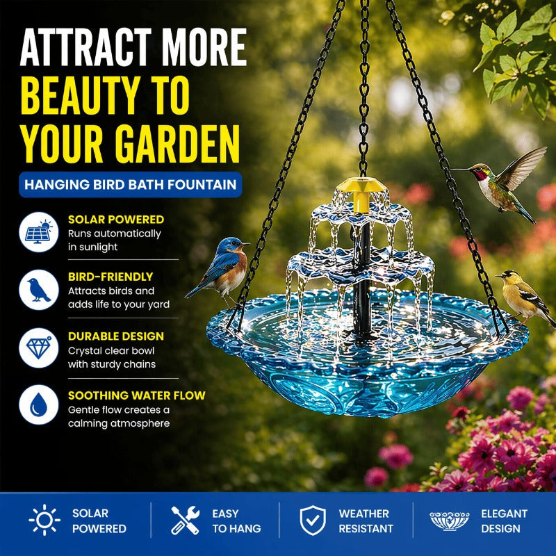 Solar Powered Hanging Bird Bath