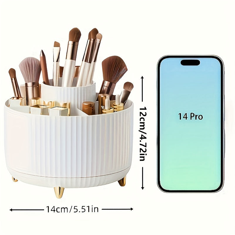 Satsus| GlamSpin – 360° Rotating Makeup & Desk Organiser with 5 Compartments