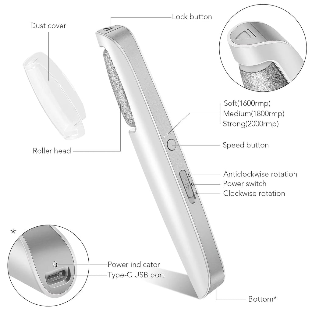 Rechargeable Electric Foot File – Smooth Heels, Anytime Anywhere