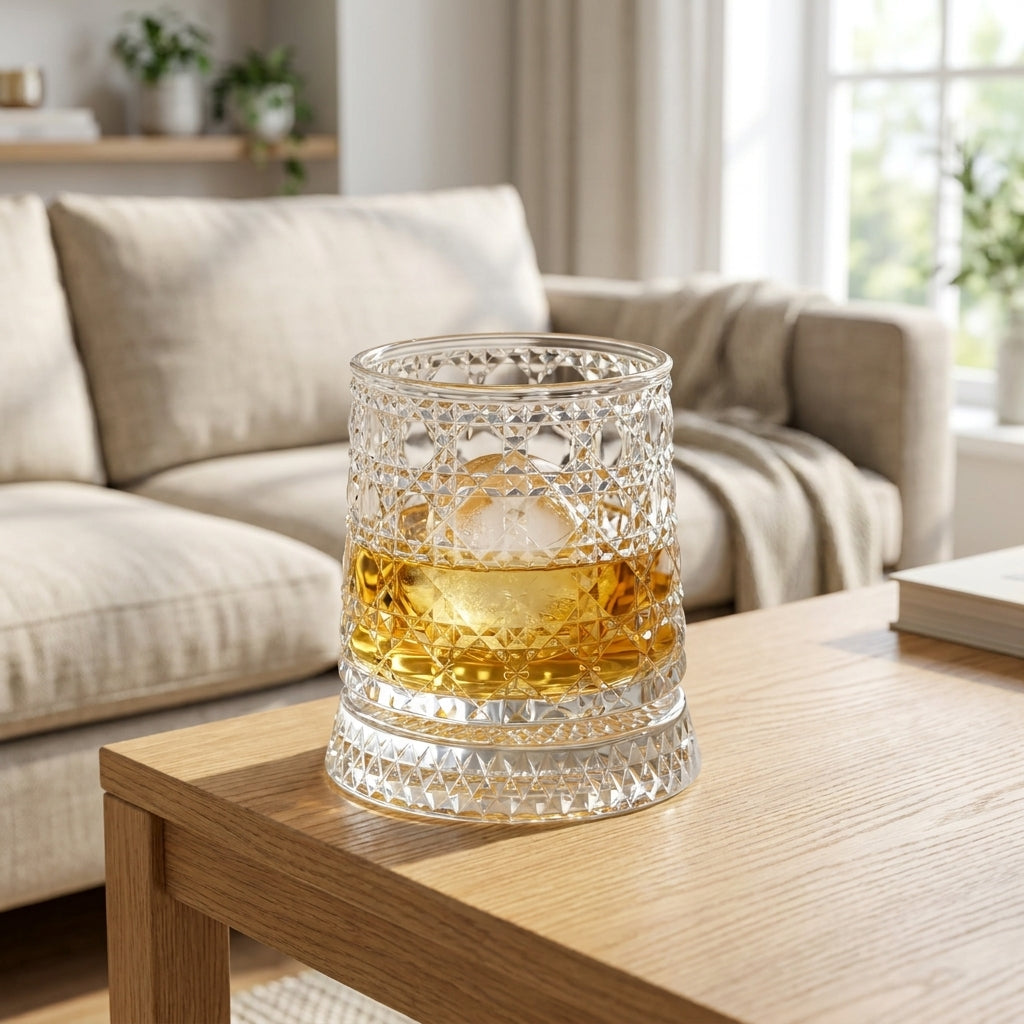 Whiskey Glass — Spinning, Crystal, Elegant, Unique, Modern, Luxury