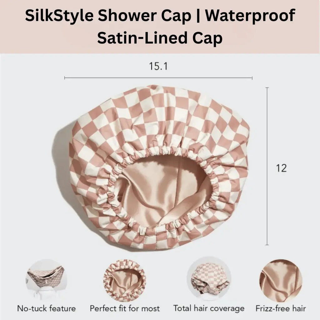 SilkStyle Shower Cap | Waterproof Satin-Lined Cap