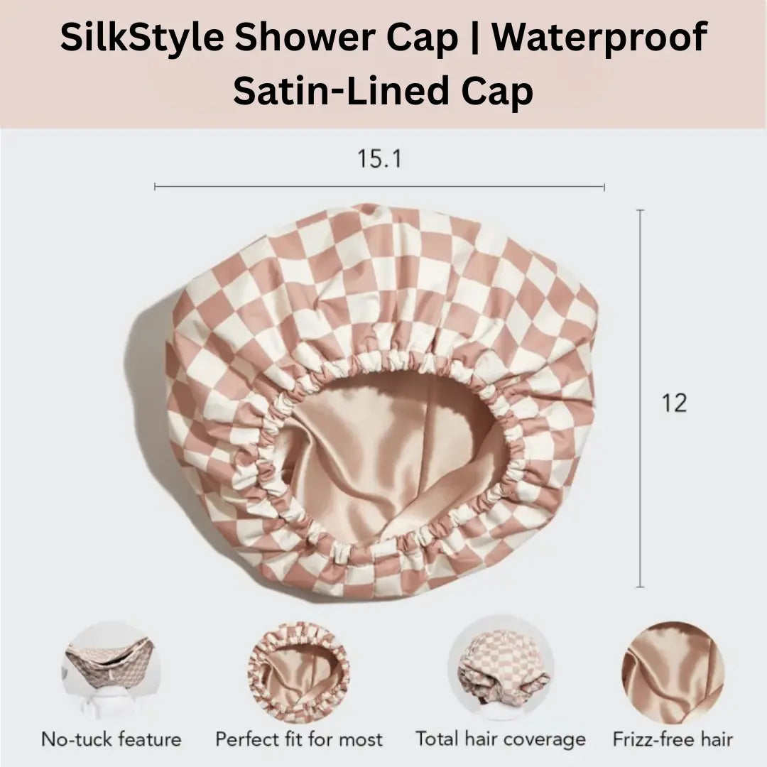 SilkStyle Shower Cap | Waterproof Satin-Lined Cap