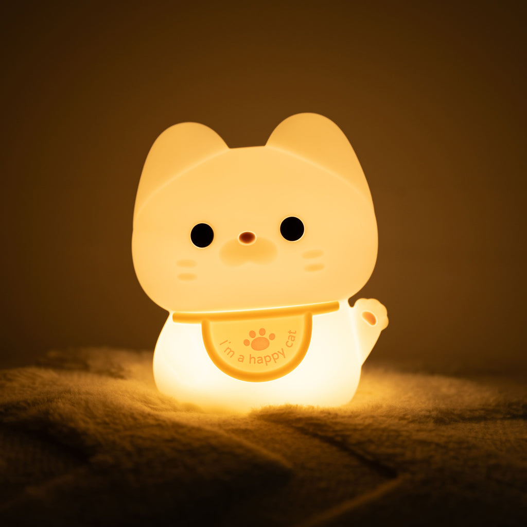 Satsus® Squishy Silicone Happy Cat LED Night Light - Perfect Gift for Kids and Girls