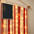 4 x 2.3 Ft Lighted Rag American Flag Banner -  USA 250th Celebration