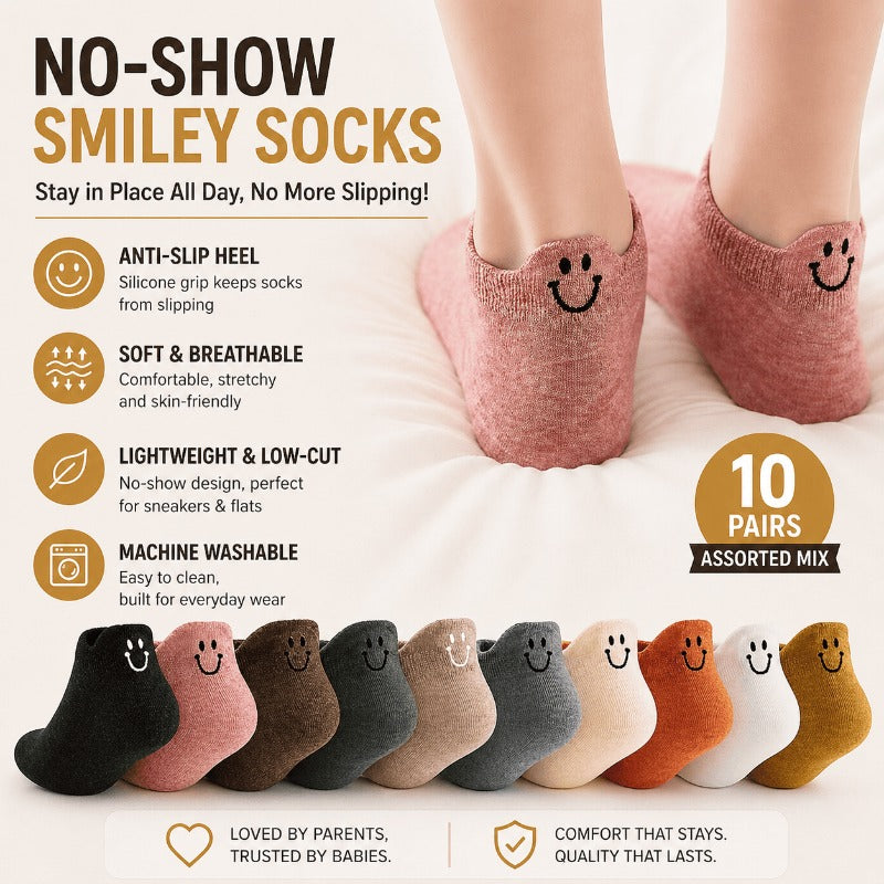Non-Slip Smiley Tab Socks