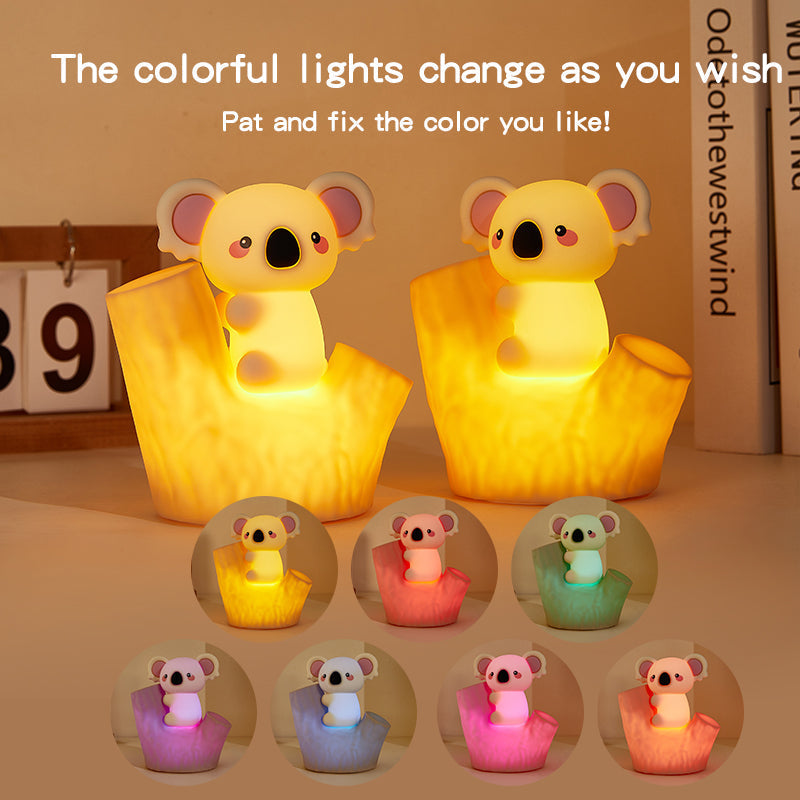 Satsus® Mini Koala on Tree Branch Silicone Squishy Night Light Cute Perfect Gift