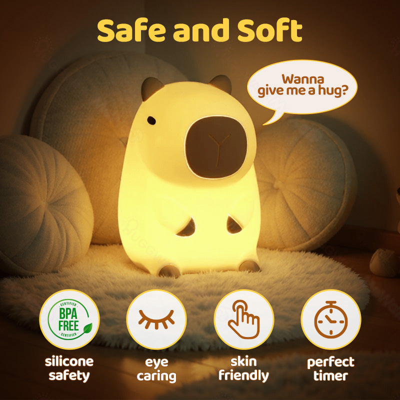 Satsus® Capybara with Keychain Bundle Squishy Night Light - Perfect Gift
