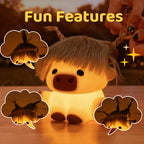 Satsus® Highland Cow with Hair Silicone Squishy LED Night Light - Perfect Gift for Kids and Girls