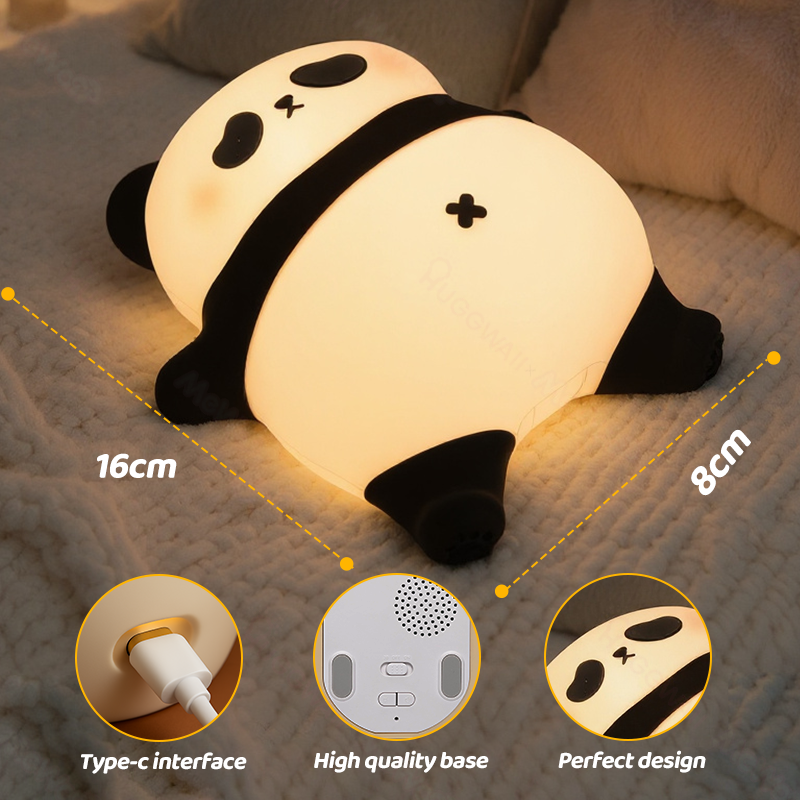 Satsus® Napping Panda Breathing Squishy Silicone Companion Sound LED Night Light Perfect Gift