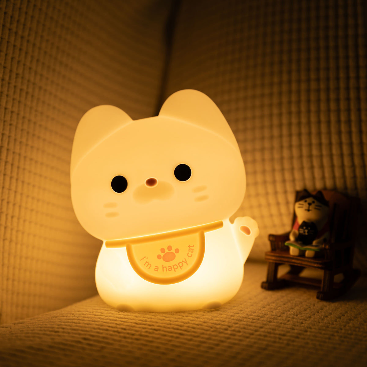 Satsus® Squishy Silicone Happy Cat LED Night Light - Perfect Gift for Kids and Girls