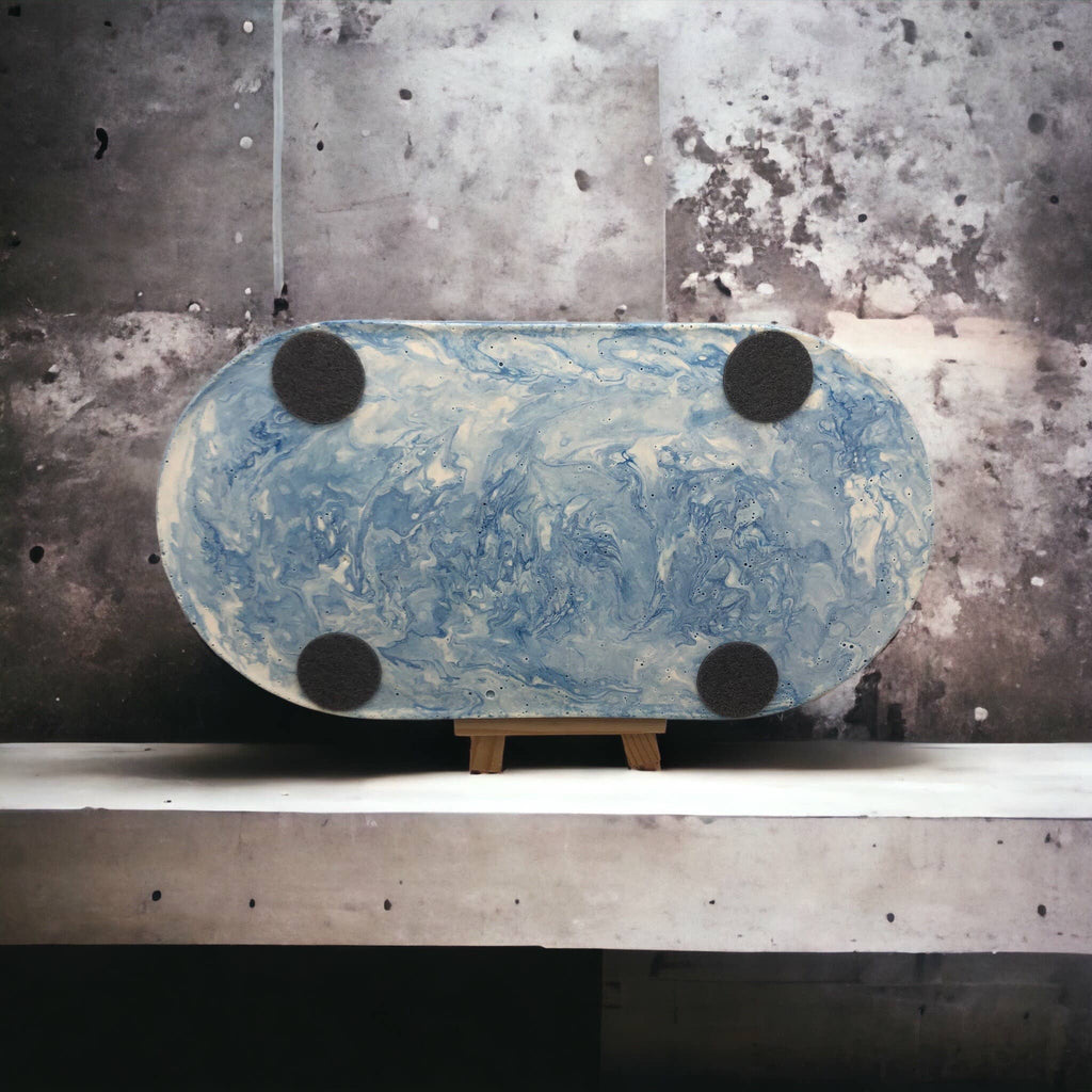 Blue Marble Oval Jesmonite Tray