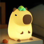 Satsus® Capybara With Turtle LED Squishy Night Light For Gift USB Rechargeable Capybara Lamp